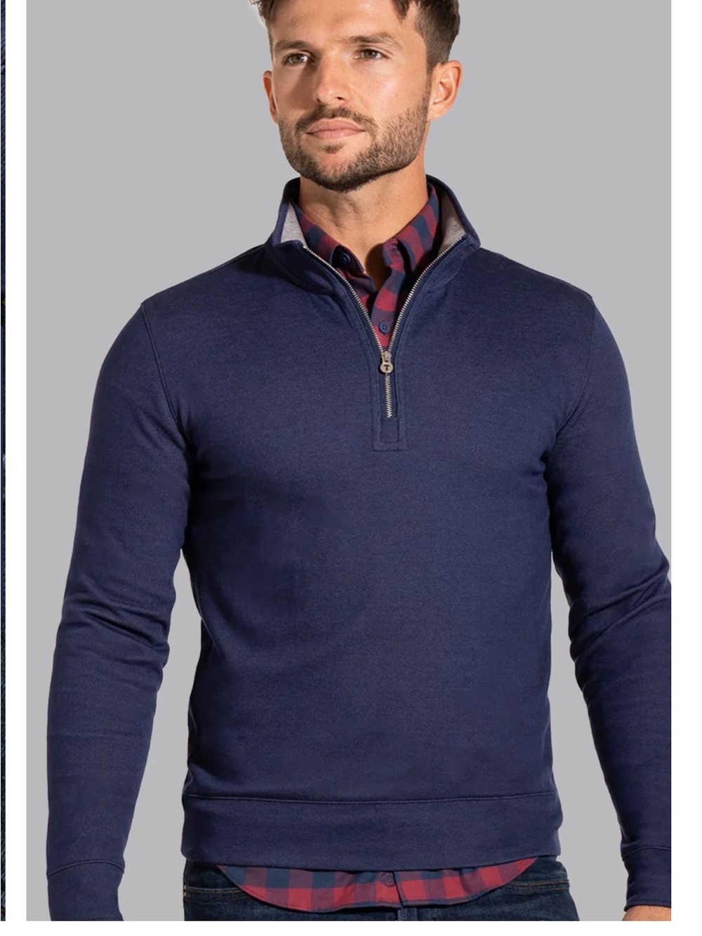 Twillory Performance Quarter 1/4 Zip denim blue long sleeve size large
